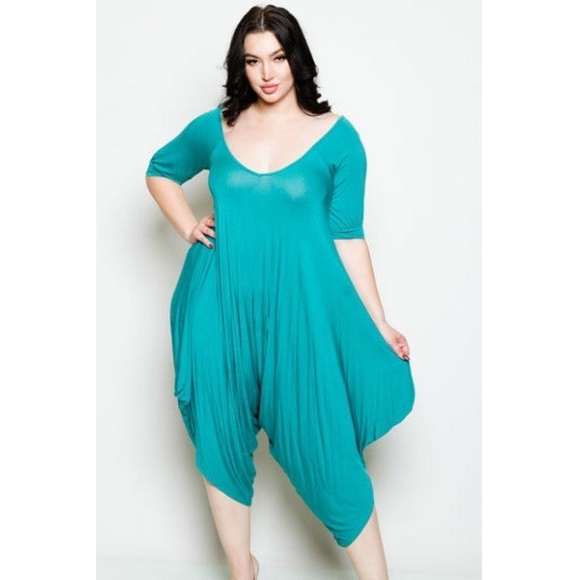 turquoise jumpsuit plus size